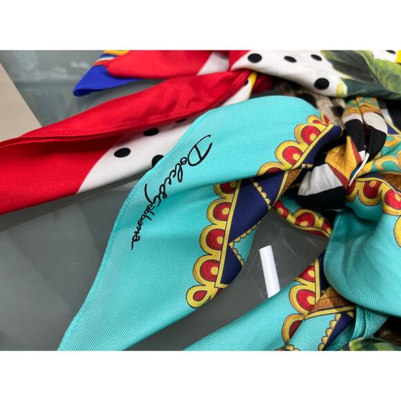 NWT DOLCE & GABBANA Runway Knotted Print Silk Twill scarf dress Multicolor 42 M - Picture 11 of 13